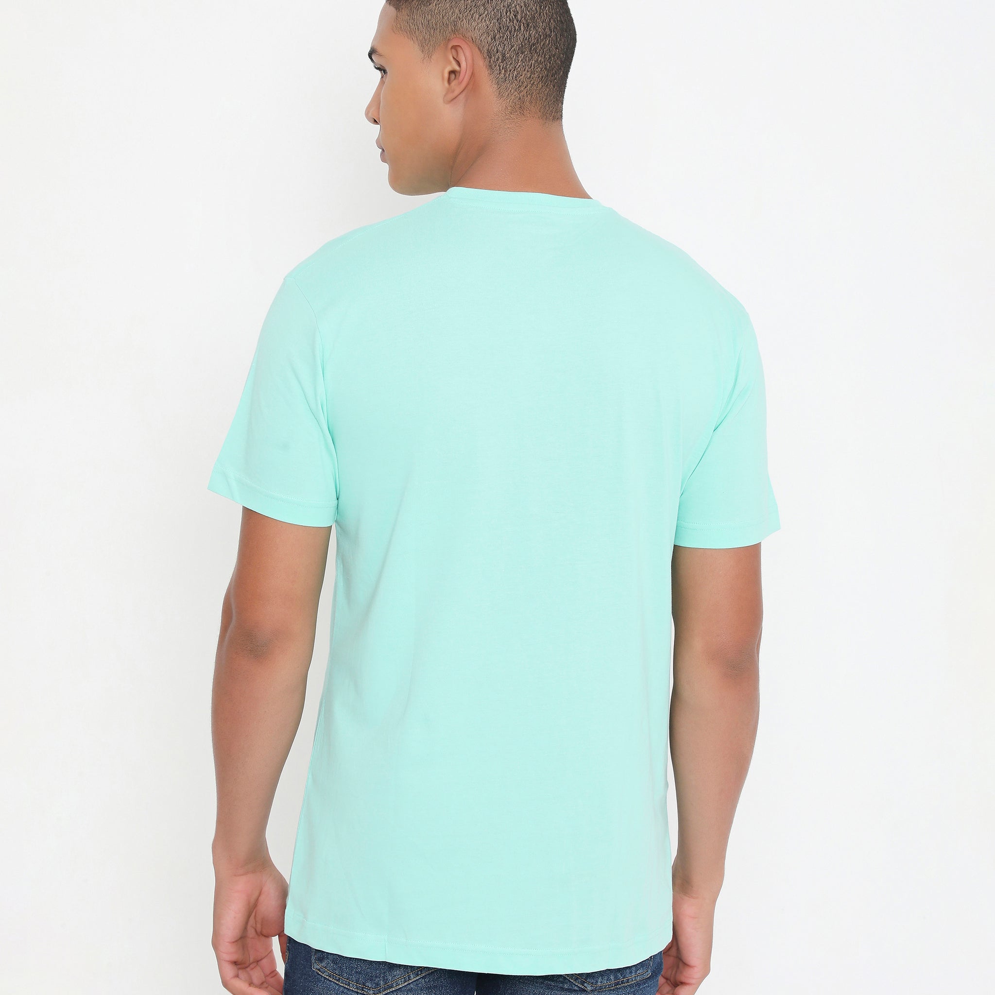 Men Solid Mint Leisurewear Cotton Tee - 002