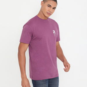 Men Solid Purple Leisurewear Cotton Tee - 002