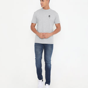 Men Grey Melange Leisurewear Cotton Tee - 002