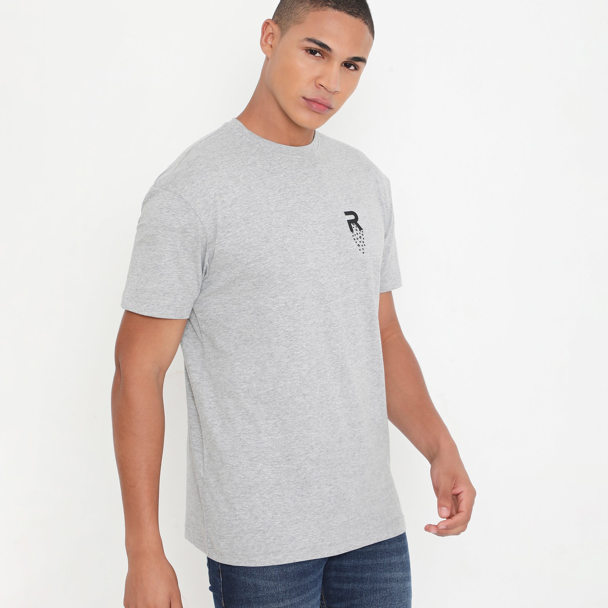 Men Grey Melange Leisurewear Cotton Tee - 002