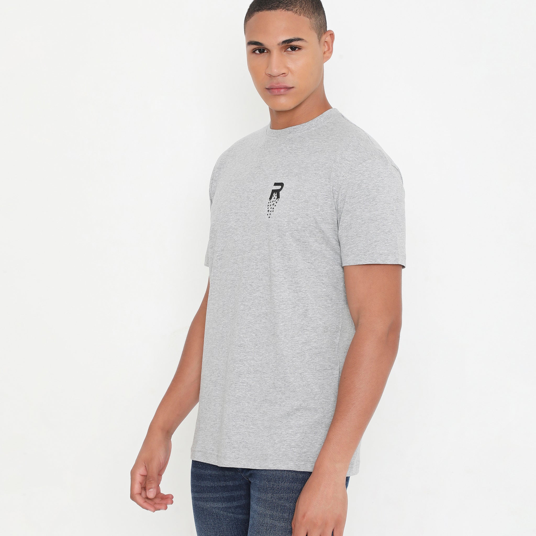 Men Grey Melange Leisurewear Cotton Tee - 002