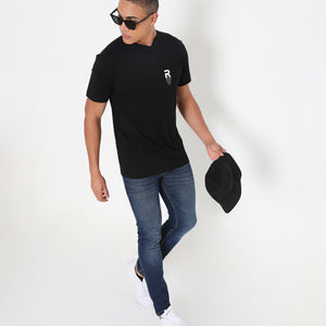 Men Solid Black Leisurewear Cotton Tee - 002