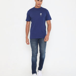 Men Navy Blue Leisurewear Cotton Tee - 002