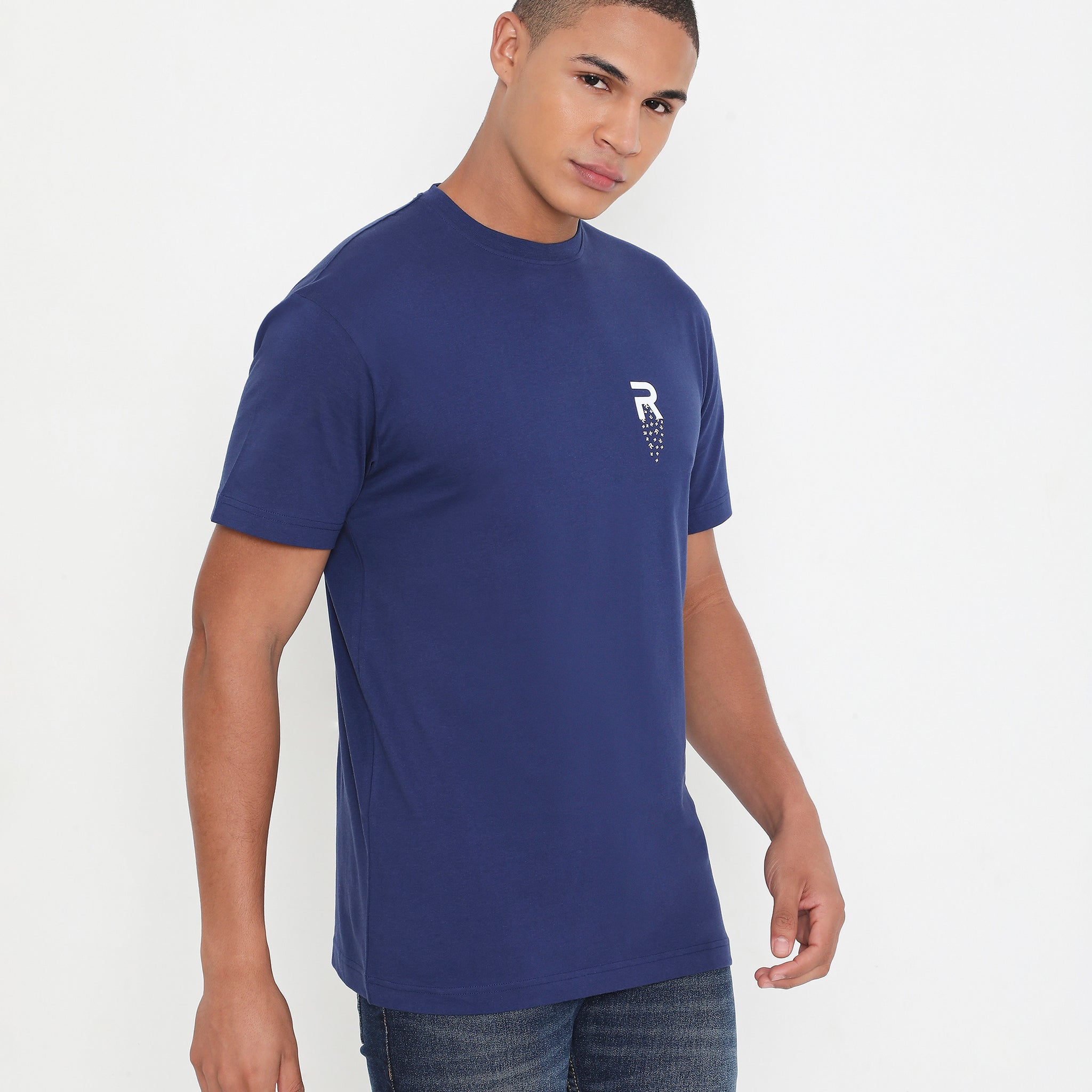 Men Navy Blue Leisurewear Cotton Tee - 002