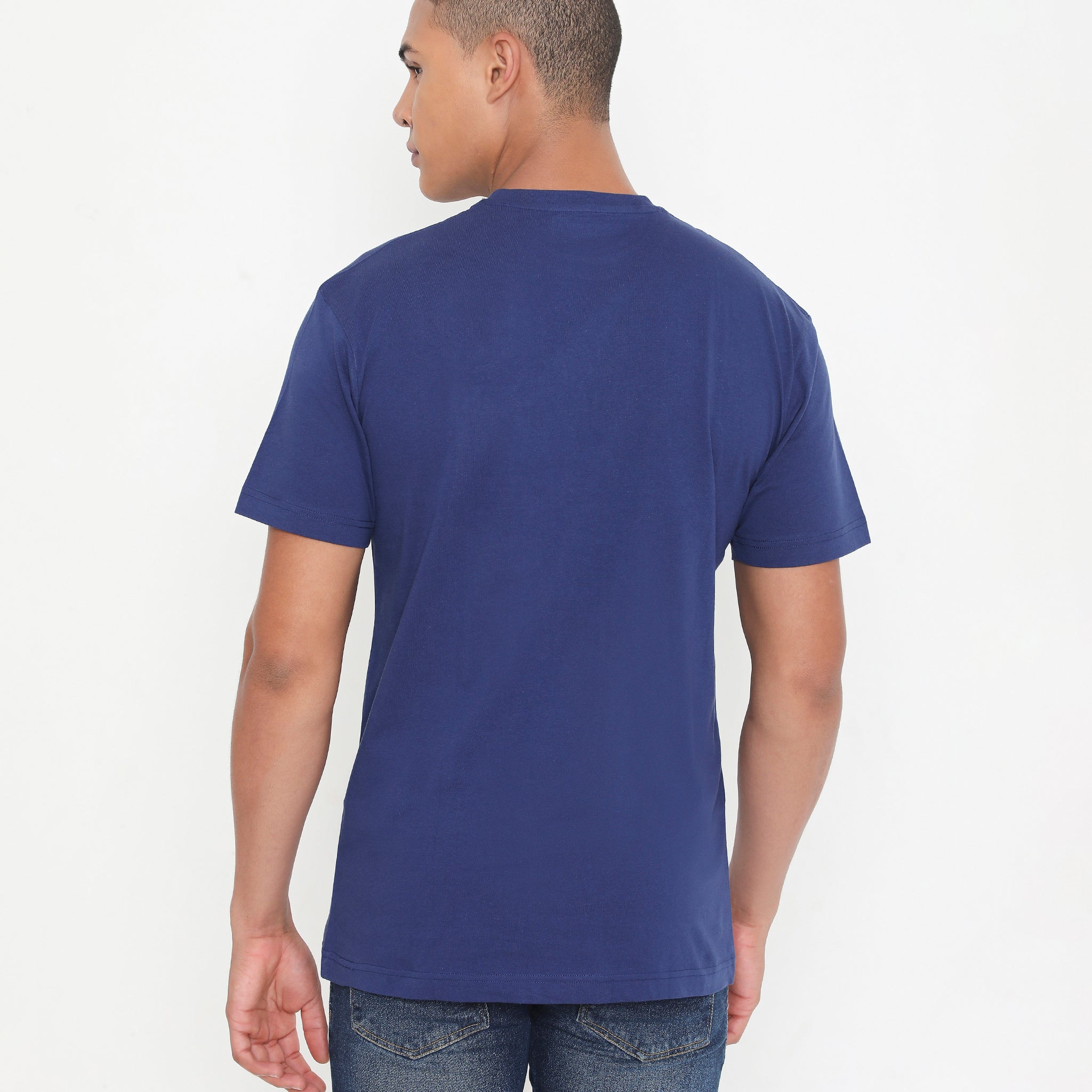 Men Navy Blue Leisurewear Cotton Tee - 002