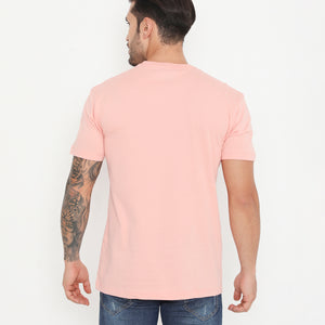 Men Solid Peach Leisurewear Cotton Tee - 002