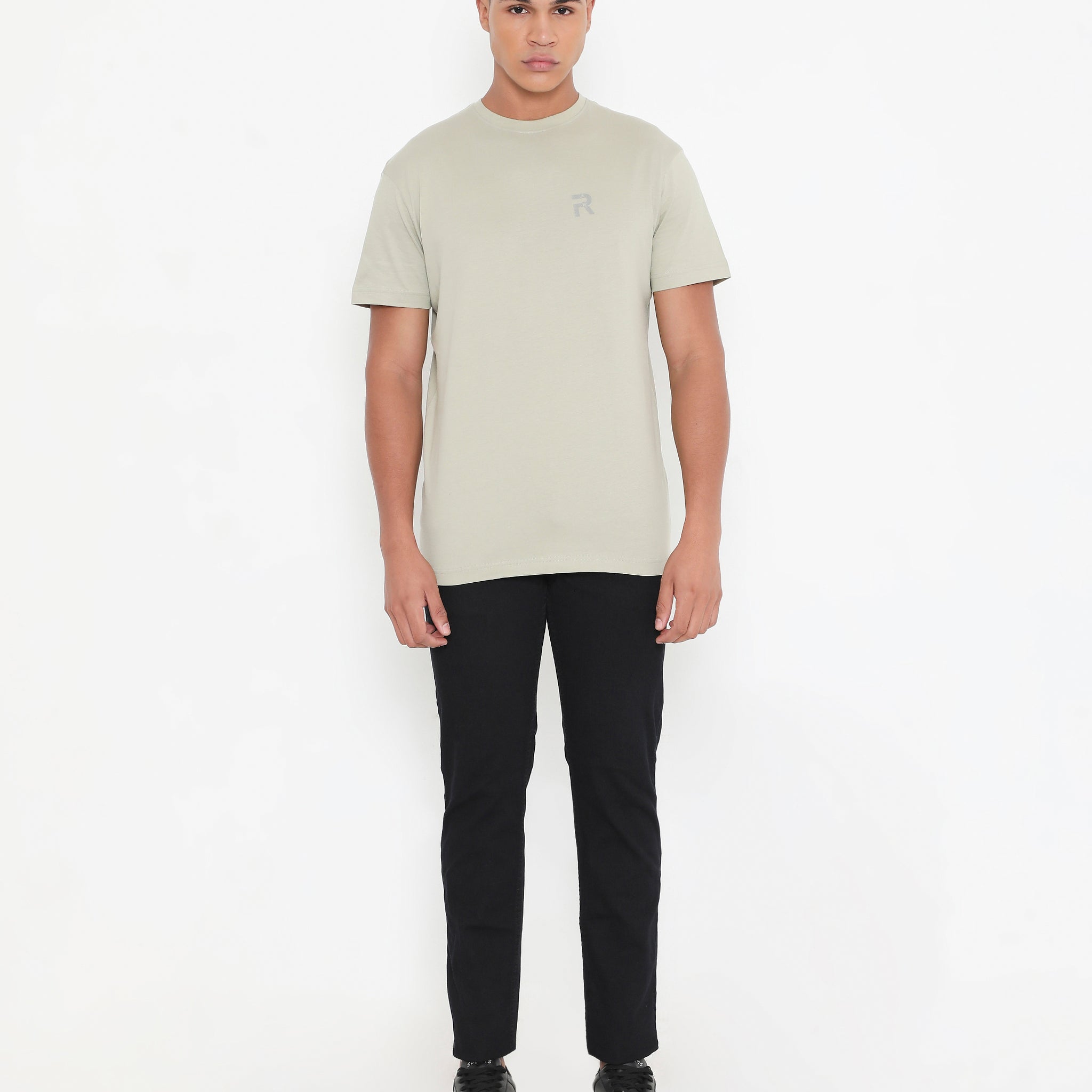 Moss Grey Men Casuals Pure Cotton Tee - 003