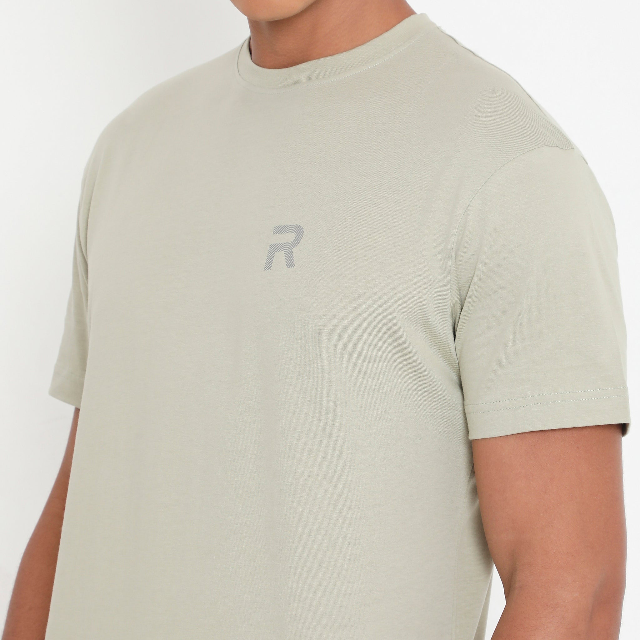 Moss Grey Men Casuals Pure Cotton Tee - 003