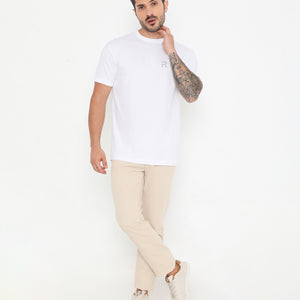 Men White Pure Cotton Tee Casual- 003