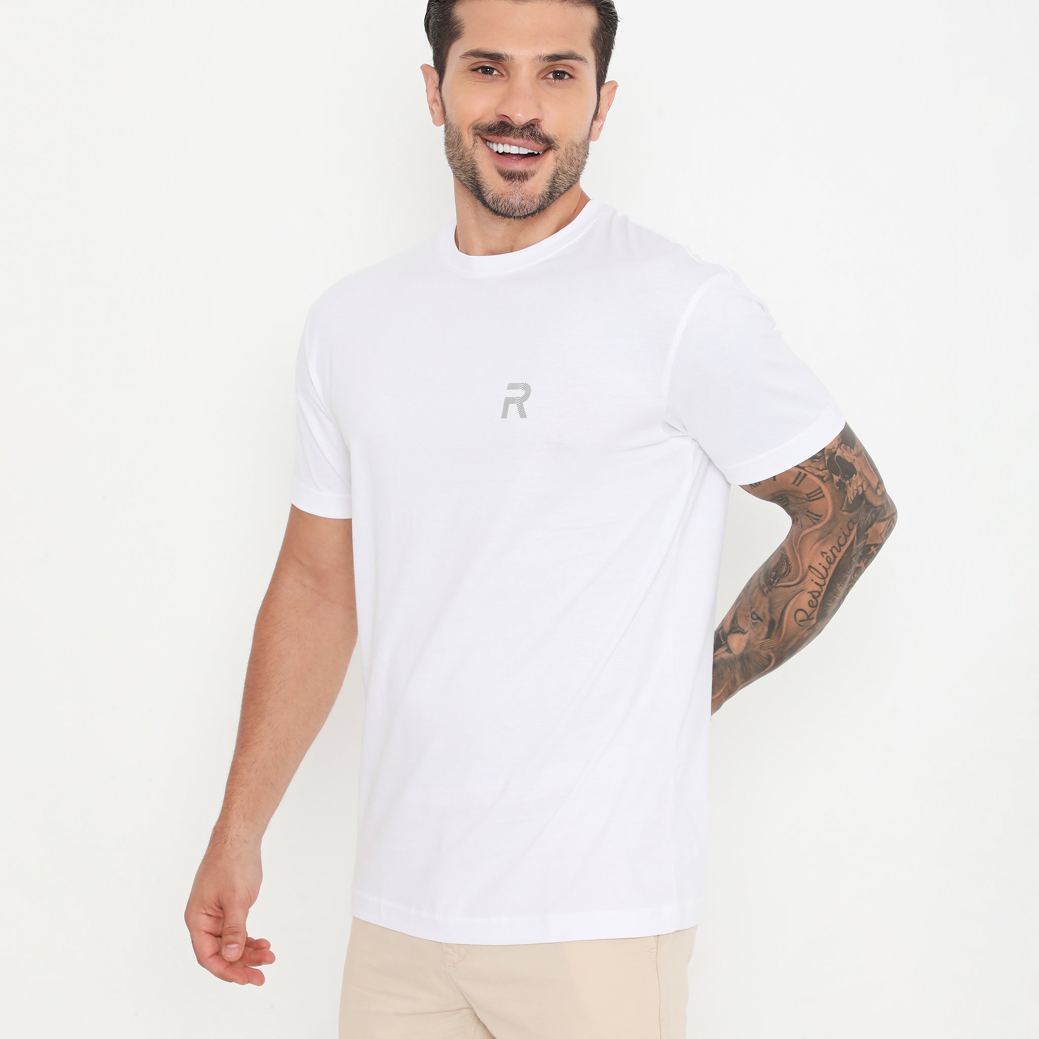 Men White Pure Cotton Tee Casual- 003