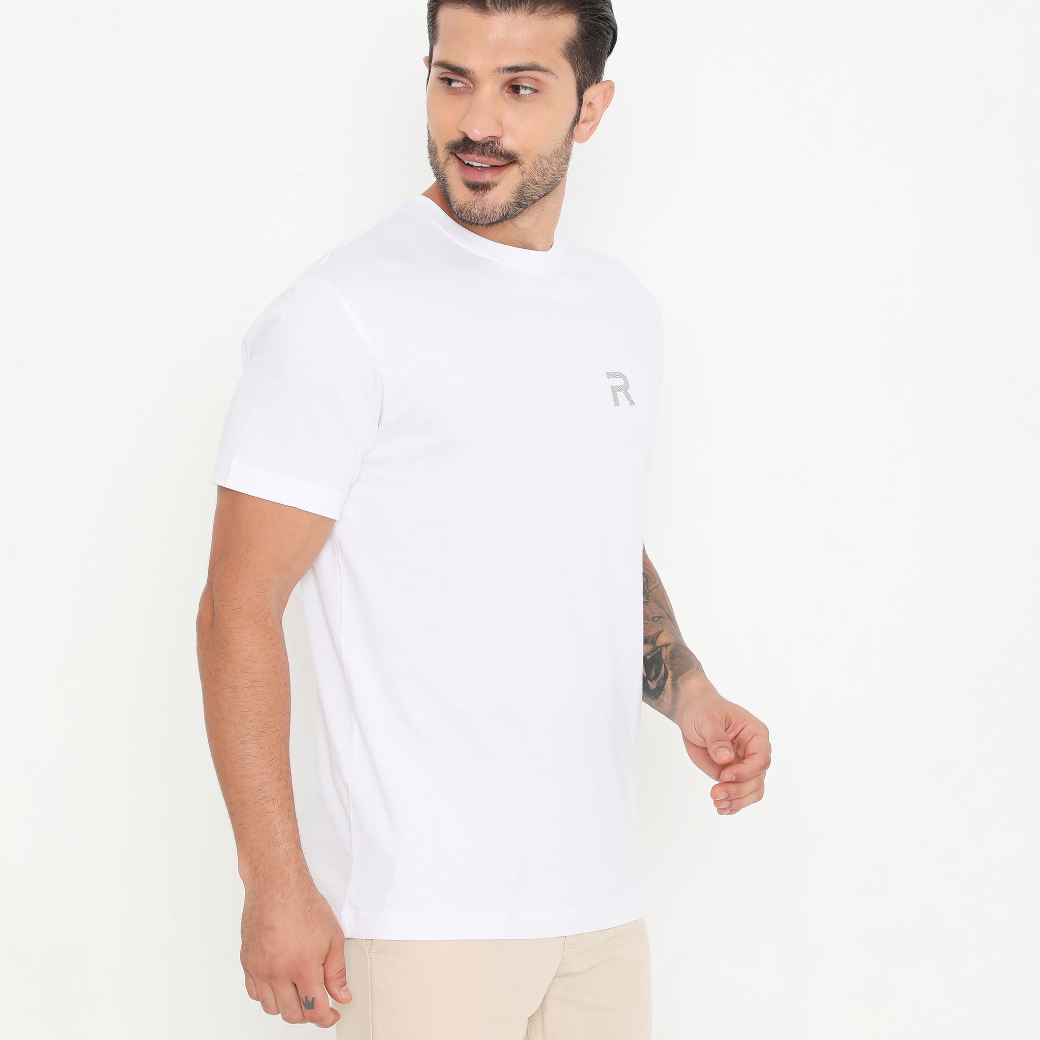 Men White Pure Cotton Tee Casual- 003