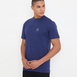 Men Navy Blue Pure Cotton Tee Casual- 003