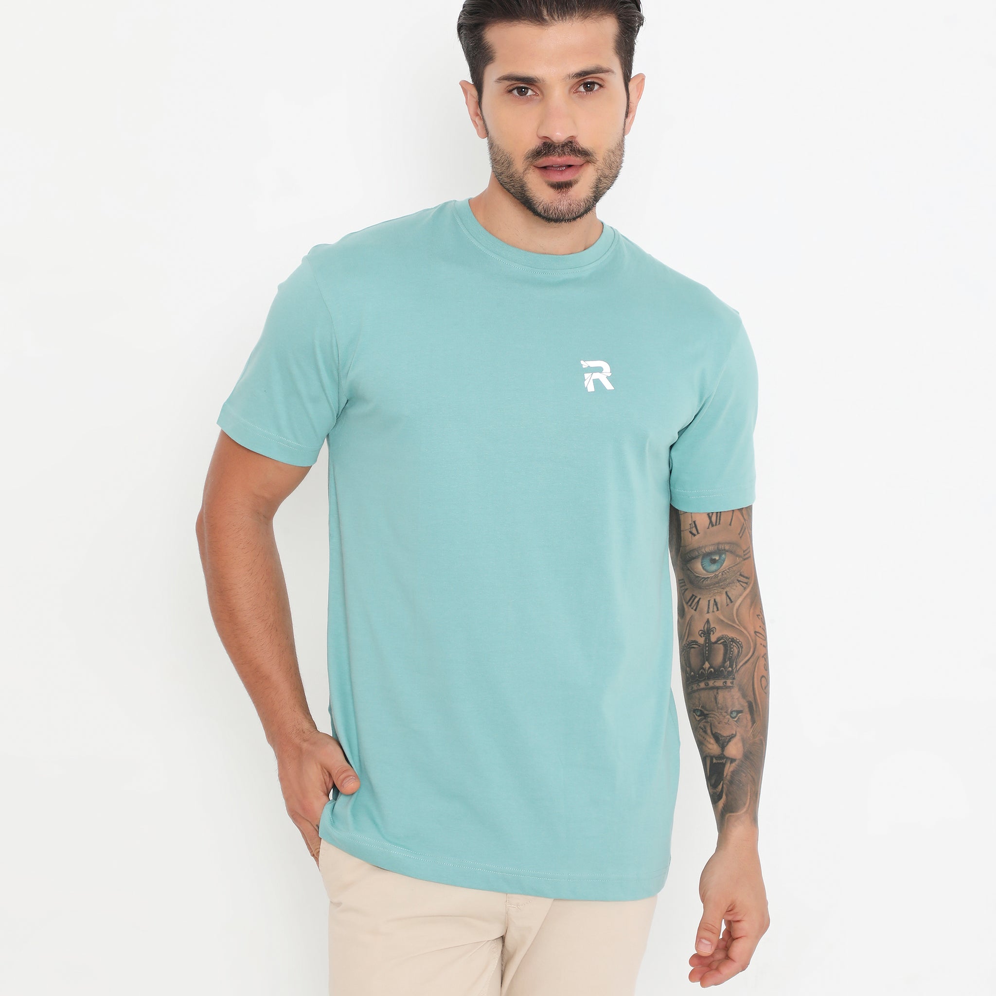 Sea Green Men Essential Cotton T-Shirt 001