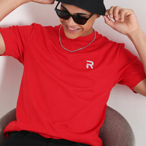 Men Solid Red Essential Cotton T-Shirt 001