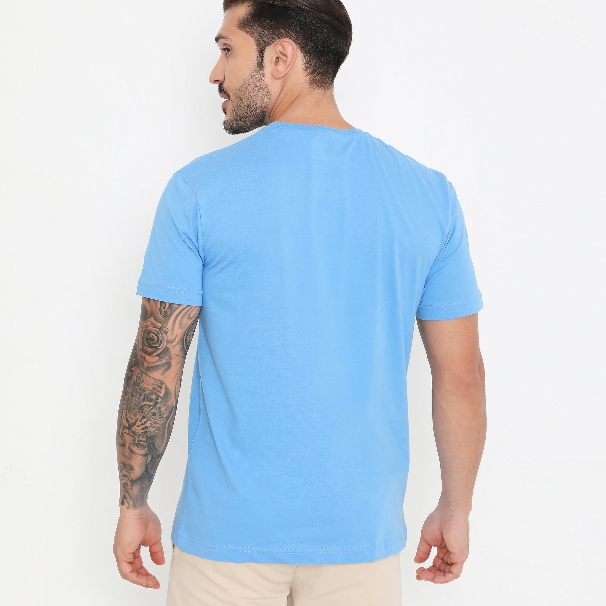 Men Light Blue Essential Cotton T-Shirt 001