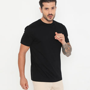 Men Solid Black Essential Cotton T-Shirt 001
