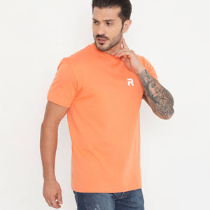 Soft Orange Men Solid Essential Cotton T-Shirt 001