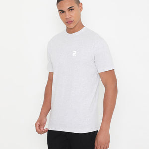 White Melange Men Solid Essential Cotton T-Shirt 001