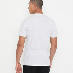 White Melange Men Solid Essential Cotton T-Shirt 001