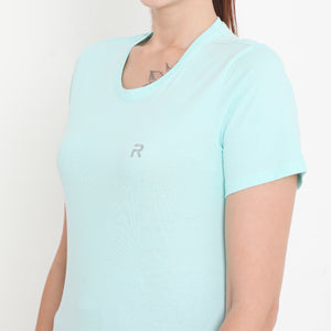 Aqua Blue Essential Cotton T-Shirt For Women - 002