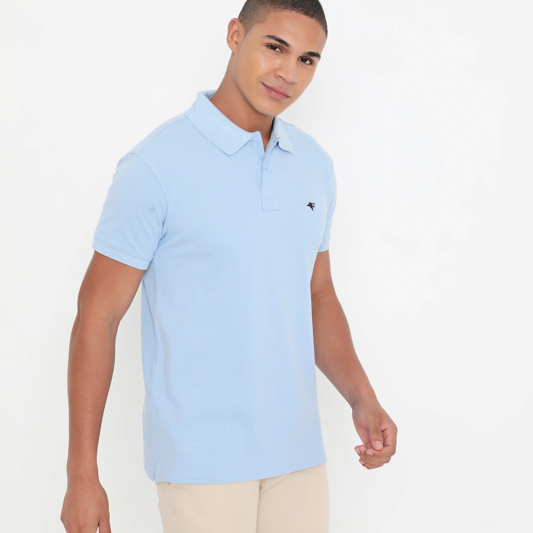 Men Sky Blue Classic Cotton Polo T-Shirt