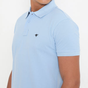 Men Sky Blue Classic Cotton Polo T-Shirt