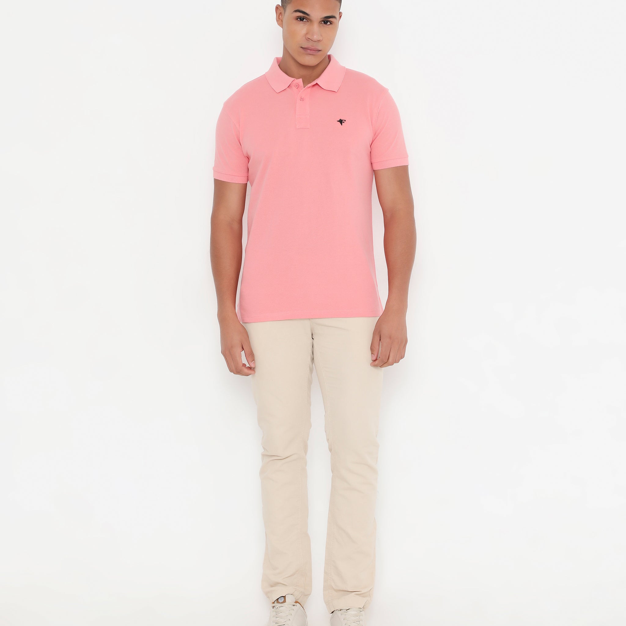 Men Light Peach Classic Cotton Polo T-Shirt