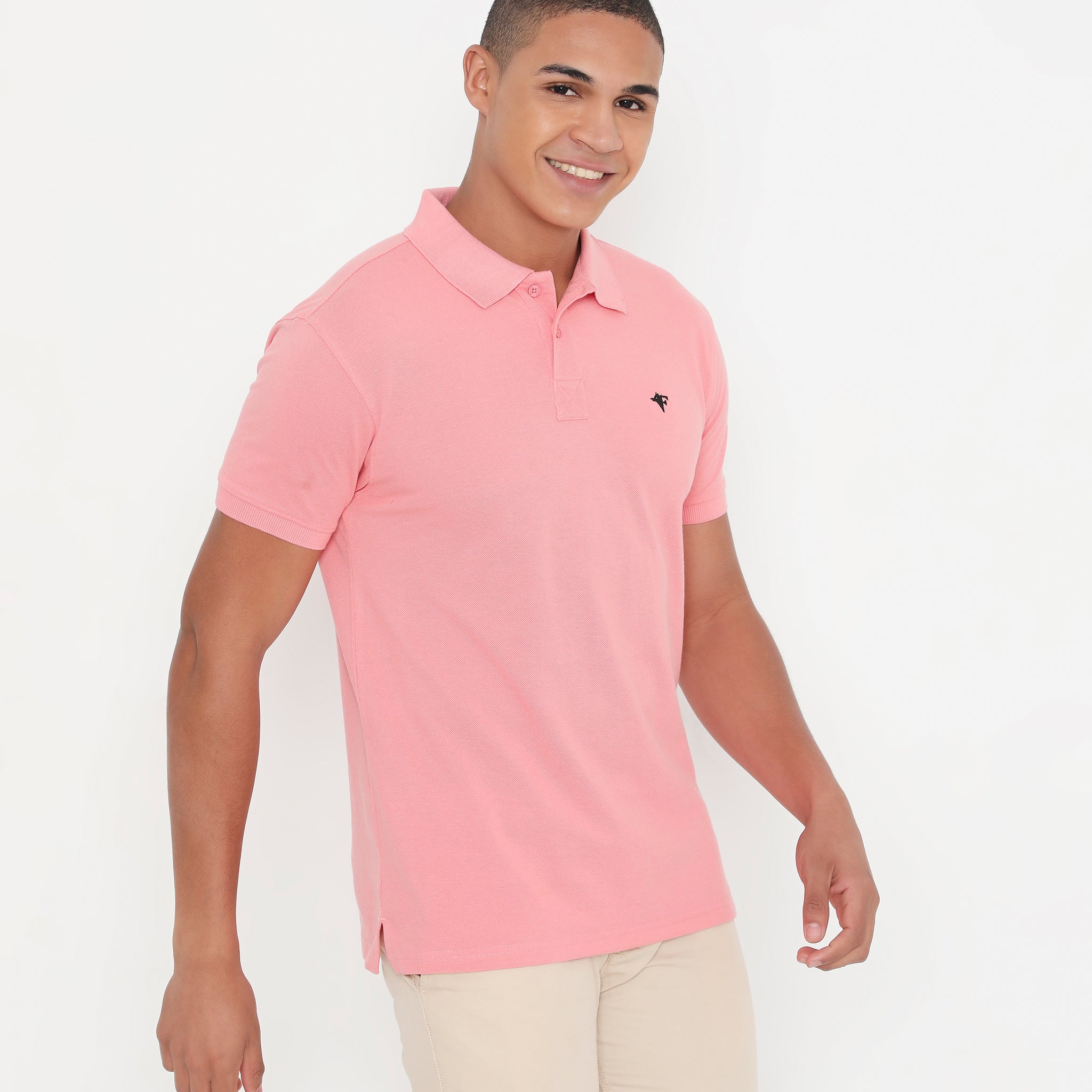 Men Light Peach Classic Cotton Polo T-Shirt