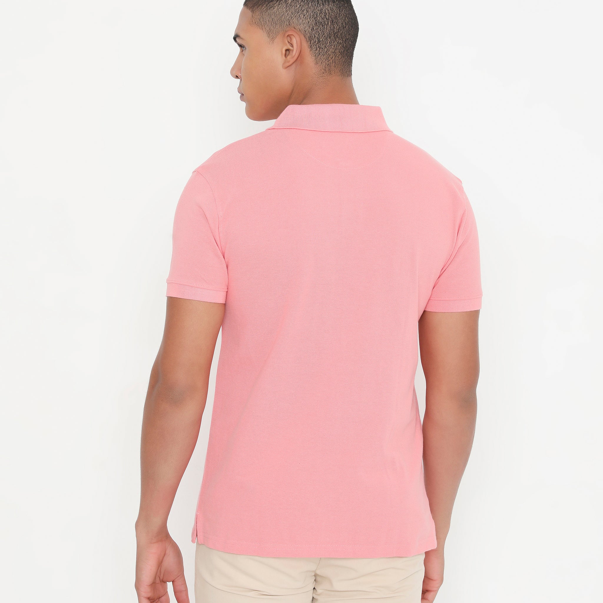 Men Light Peach Classic Cotton Polo T-Shirt