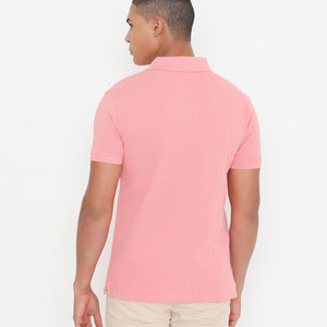 Men Light Peach Classic Cotton Polo T-Shirt