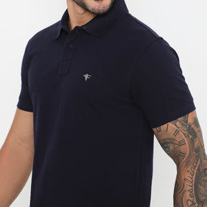 Men Navy Blue Classic Cotton Polo T-Shirt