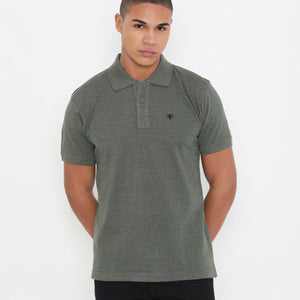 Men Classic Cotton Polo T-Shirt - Green Melange
