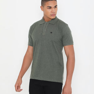 Men Classic Cotton Polo T-Shirt - Green Melange