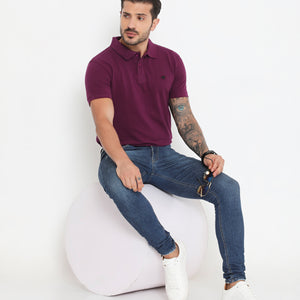 Men Classic Cotton Polo T-Shirt - Grape