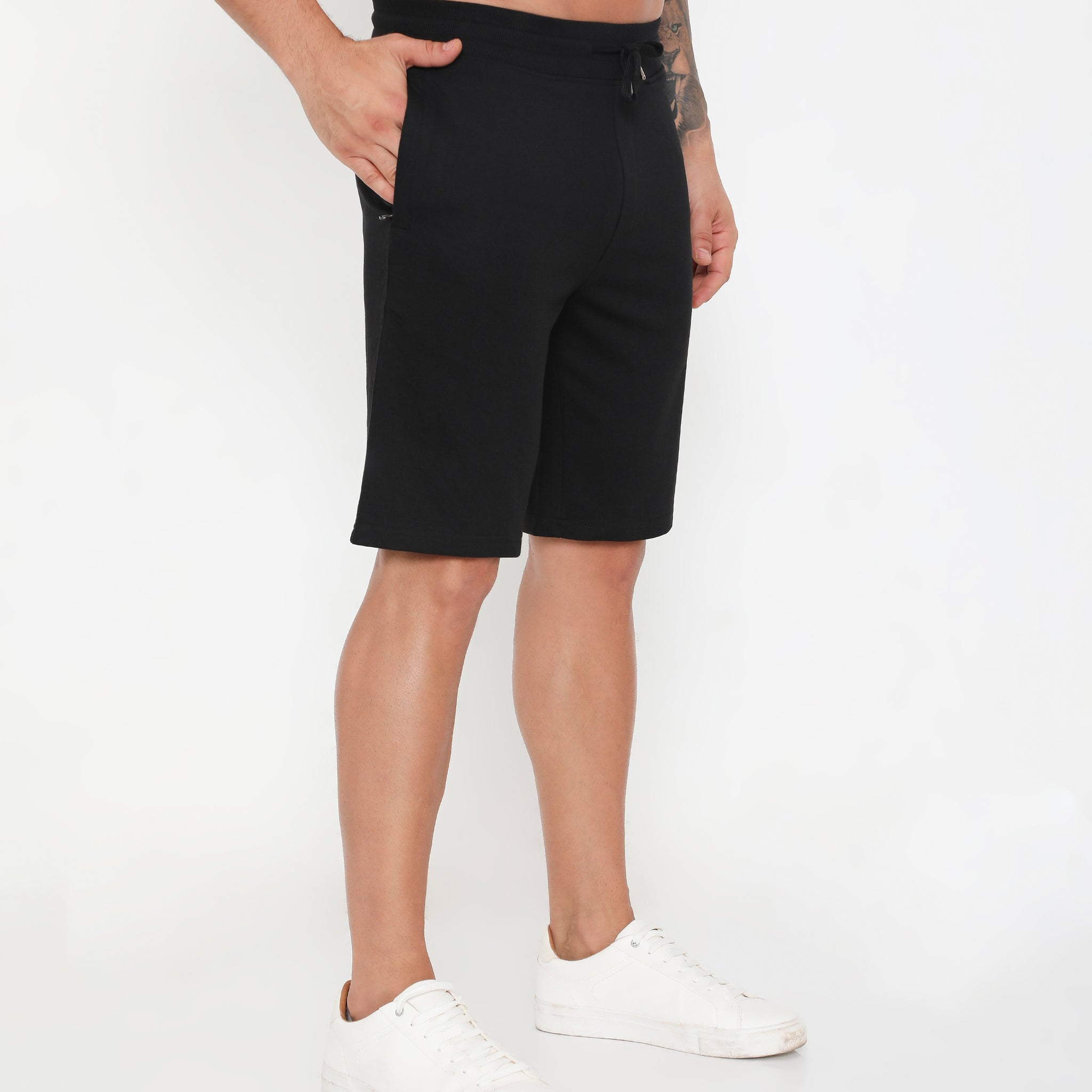 Men 002 Active Cotton Shorts- Black