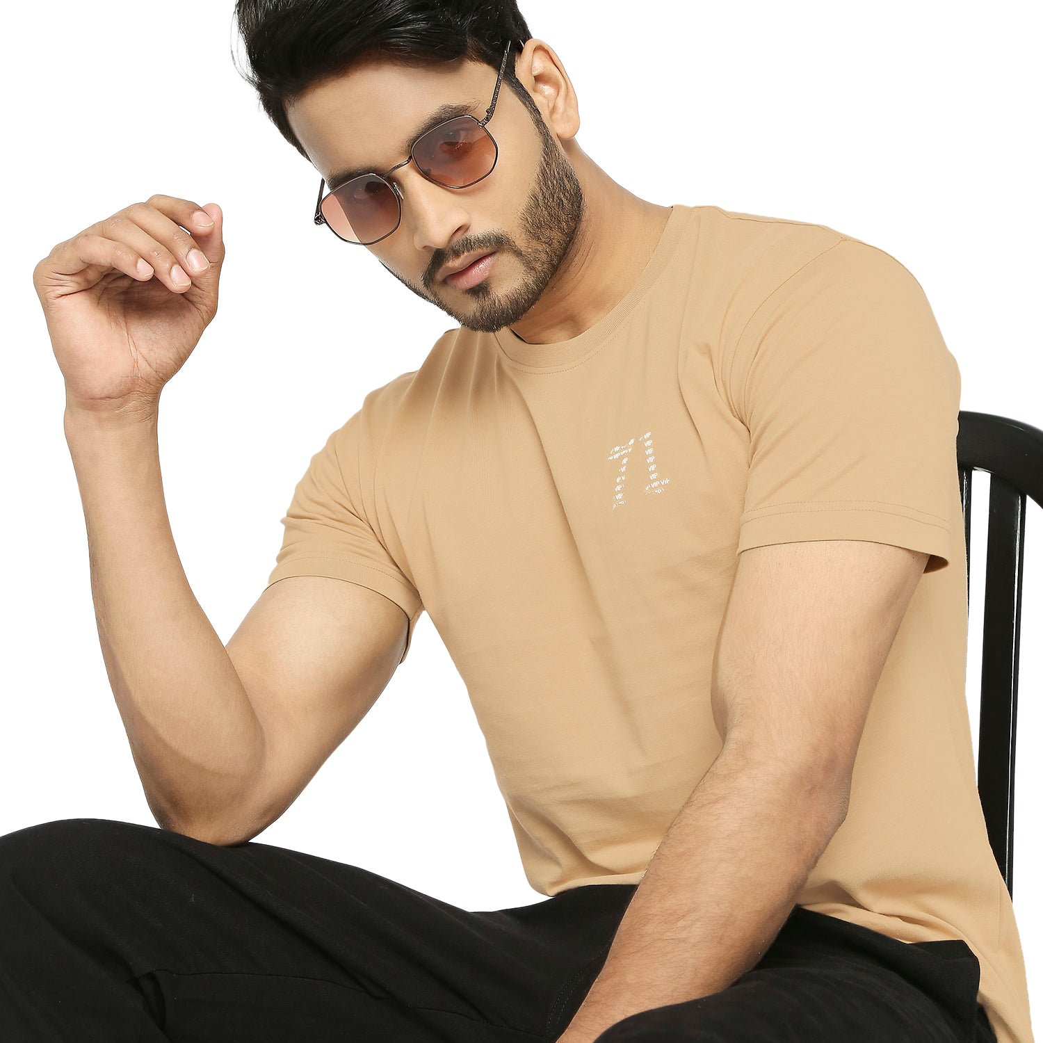 Solid Khaki Everyday Essential Cotton T Shirt for Men