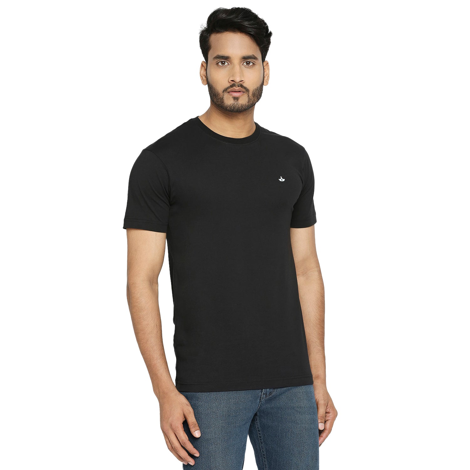 Solid Black Everyday Essential Cotton T-Shirt for Men