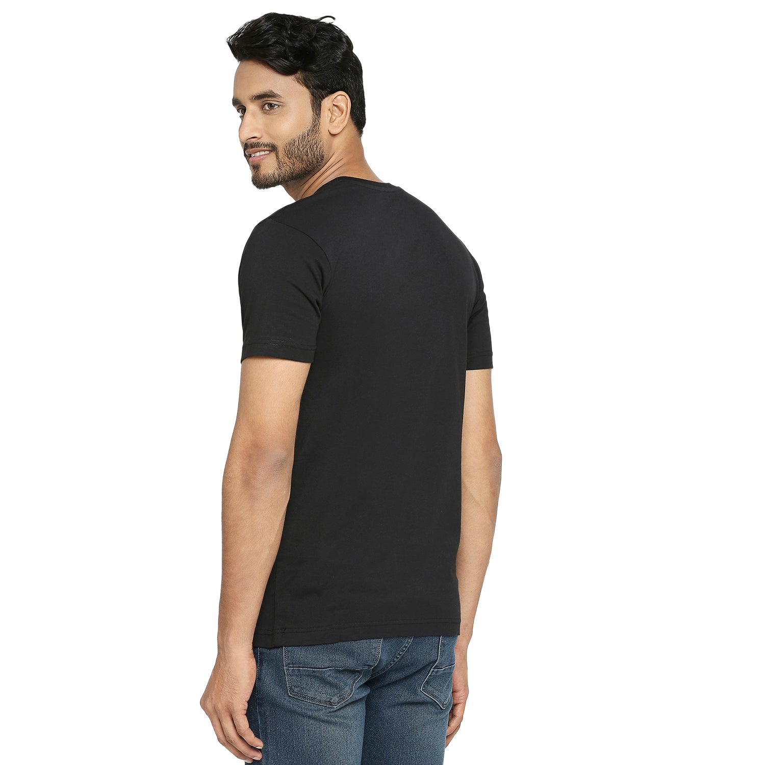 Solid Black Everyday Essential Cotton T-Shirt for Men