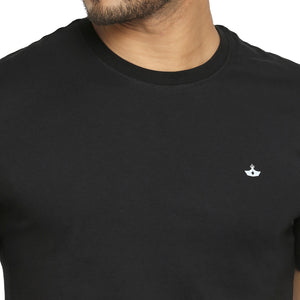 Solid Black Everyday Essential Cotton T-Shirt for Men