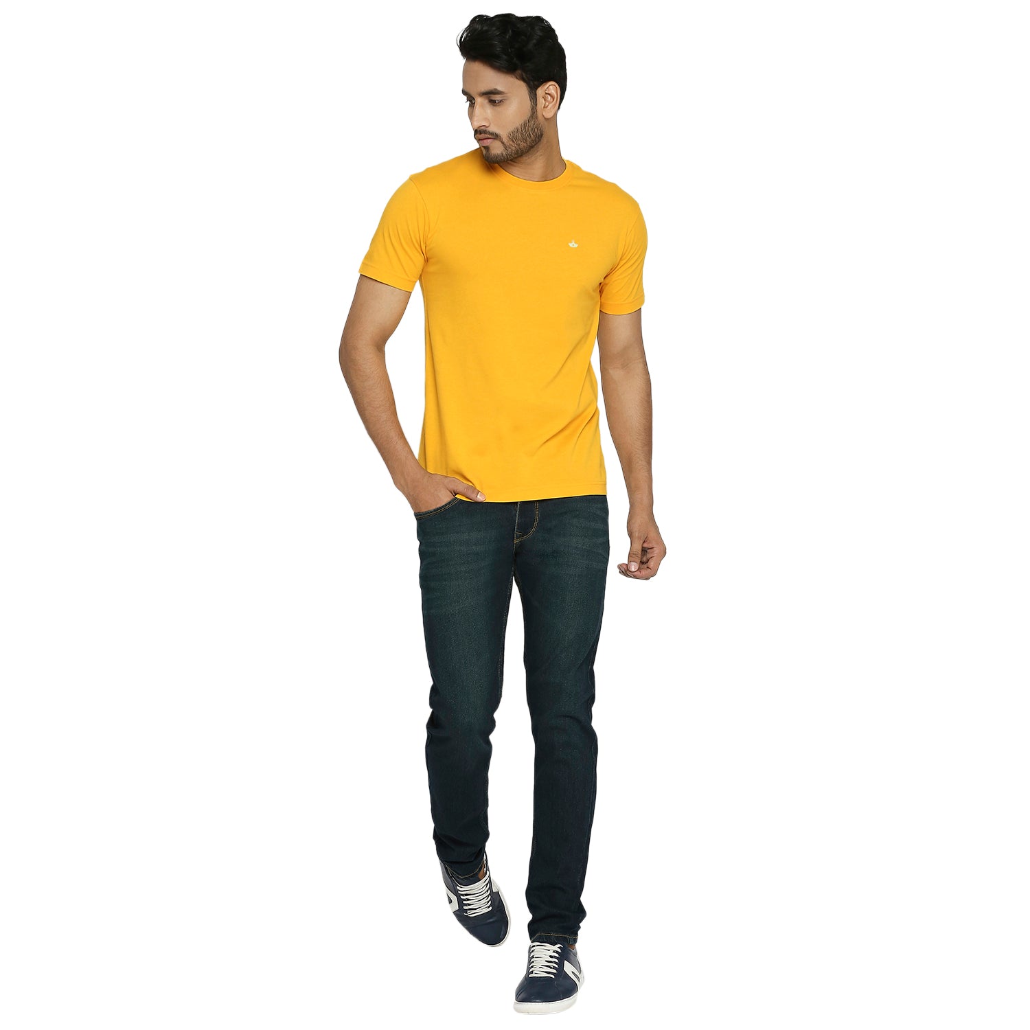 Golden Yellow Everyday Essential Cotton T-Shirt for Men