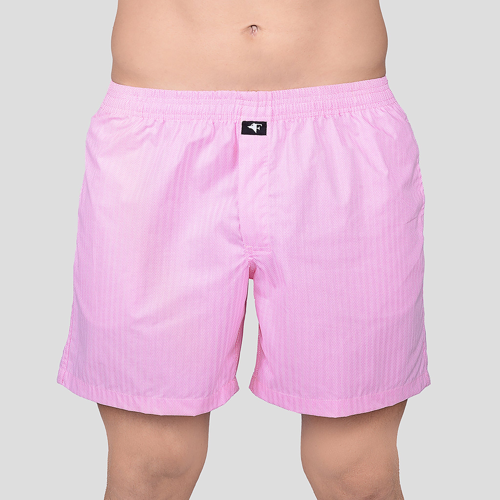 BOKSA Men's Printed Cotton Boxer Shorts with Side Pockets - Wave Pink