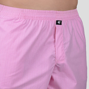 BOKSA Men's Printed Cotton Boxer Shorts with Side Pockets - Wave Pink