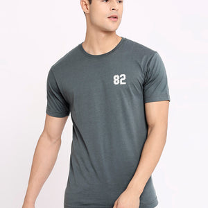 Frenchie Mens Dark Grey Round Neck T-Shirt