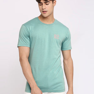 Frenchie Mens Sea Green Round Neck T-Shirt