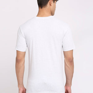 Frenchie Mens White Melange Round Neck T-Shirt