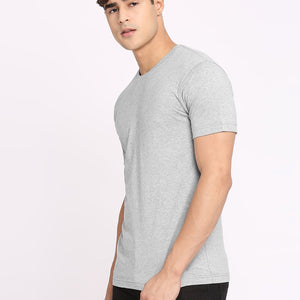 Frenchie Mens Grey Melange Round Neck T-Shirt