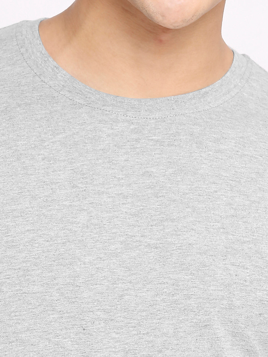 Frenchie Mens Grey Melange Round Neck T-Shirt
