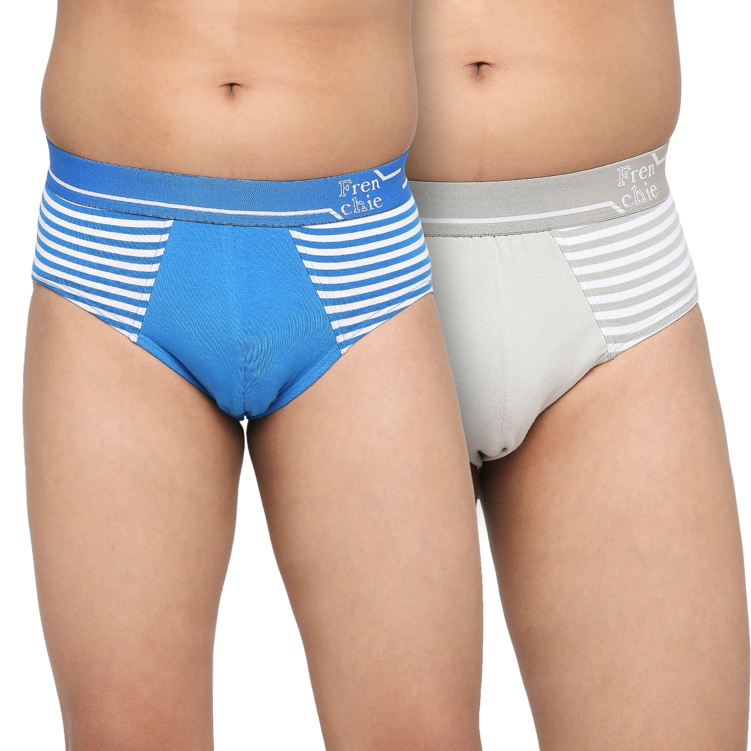 FRENCHIE Teenagers Cotton Brief Blue and Light Gray - Pack of 2