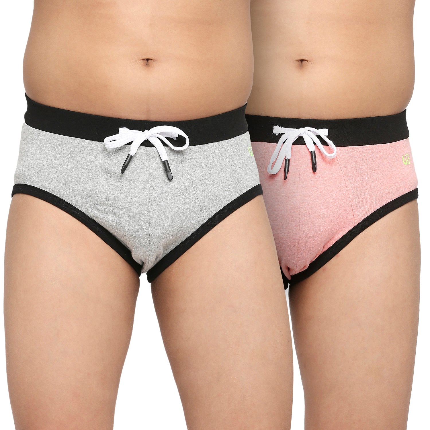 FRENCHIE Teenagers Cotton Brief Light Gray and Pink - Pack of 2