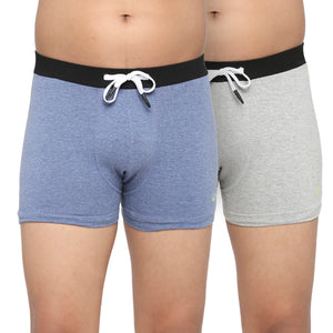 FRENCHIE Teenagers Cotton Trunk Light Gray and Blue - Pack of 2